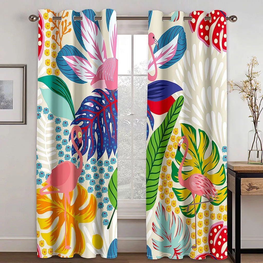 3D Flower Printed Curtain