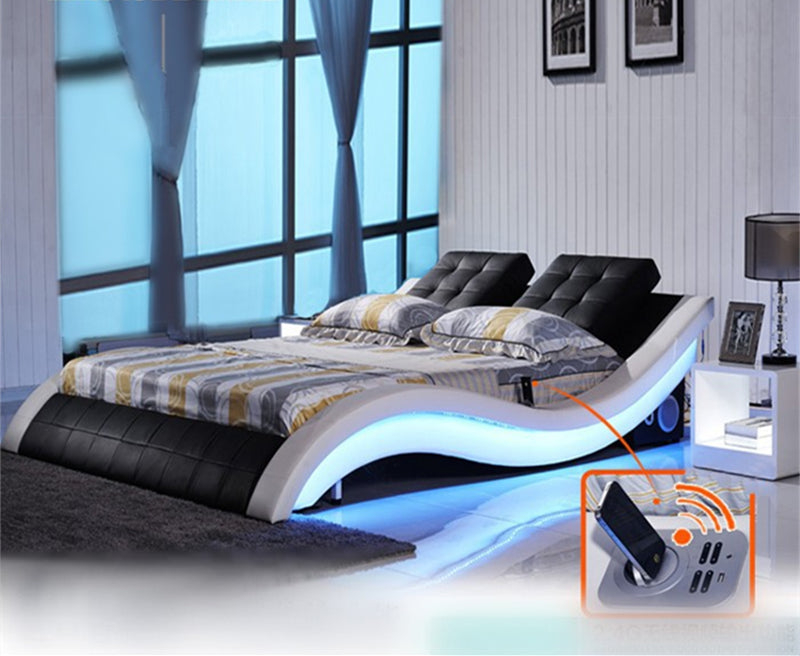 LED Leather Bed+Wireless Remote Control