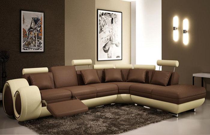 Leather L-Sofa Adjustable Heathrest