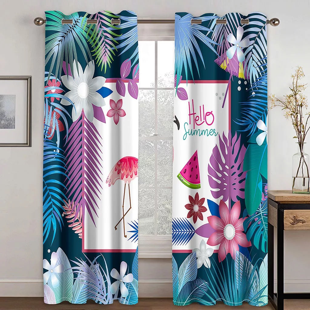 3D Flower Printed Curtain