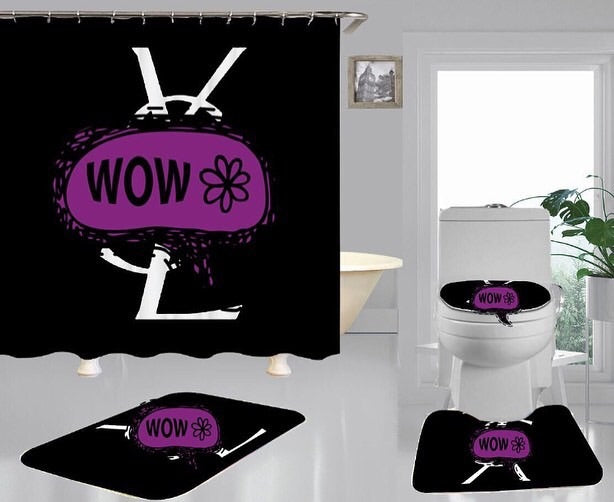 Shower Curtain & Mat Set.