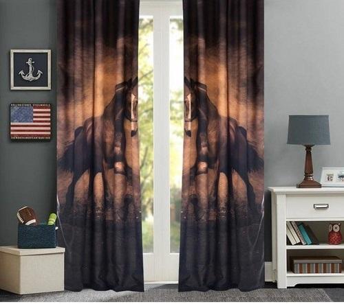 Satin Printed Curtain Set