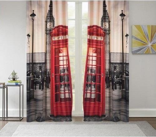 Satin Printed Curtain Set