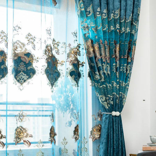 Stylish Flower Tulle Curtain.